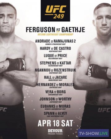 Турнир по смешанным единоборствам UFC 249. Бой Тони Фергюсон - Джастин Гэтжи (10-05-2020)